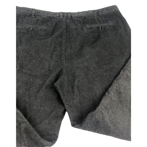 Izod Men's Corduroy Pants 42 x 30 Straight Fit Flat Front Dark Gray Pockets NICE - Picture 10 of 10